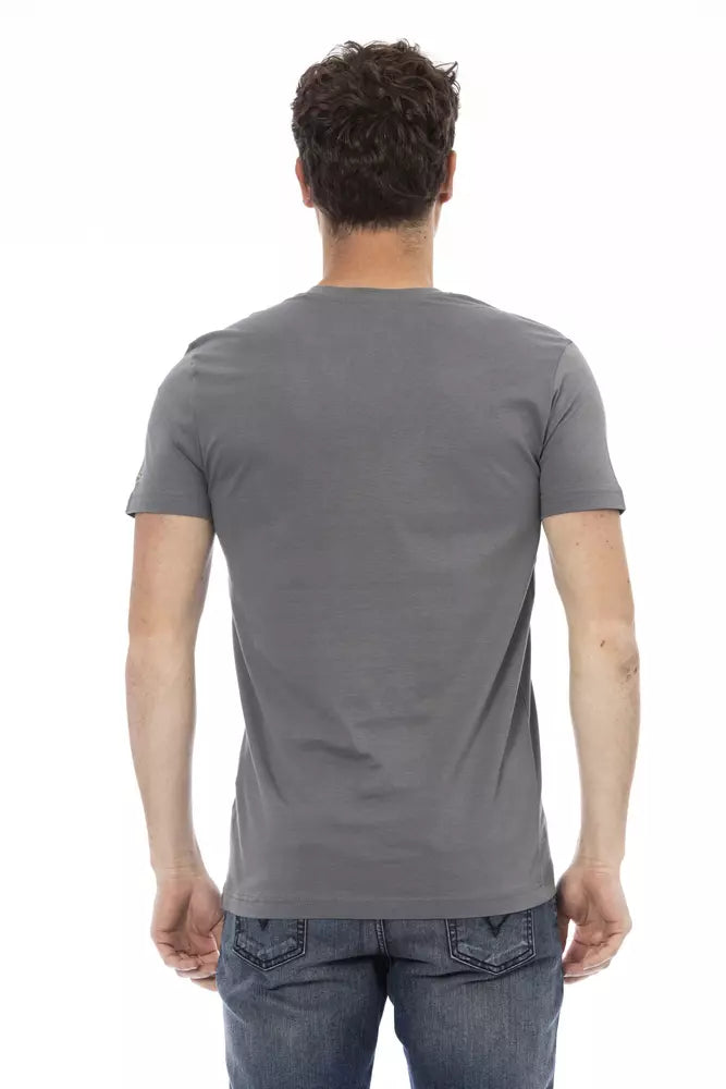 Trussardi Action Gray Cotton Men's V-Neck T-Shirt